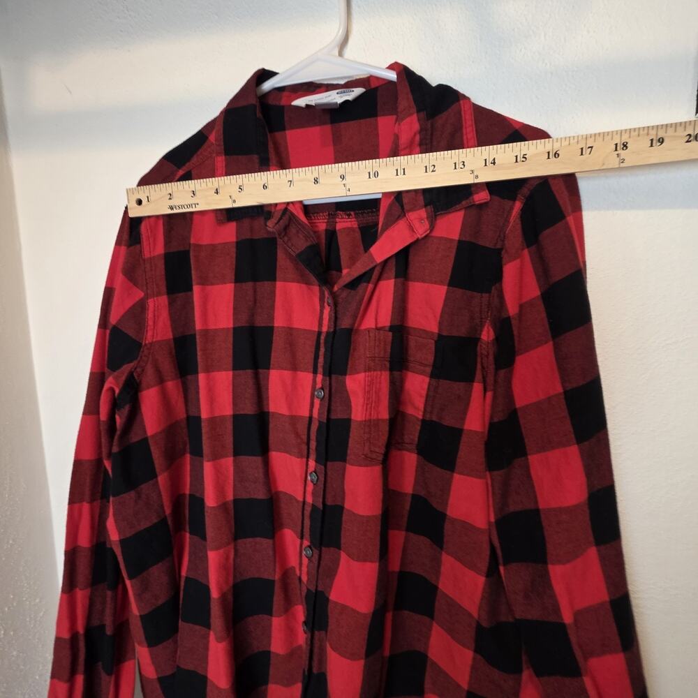 Old Navy Classic Shirt Women's XXL Red/Black Plaid Flannel Button-Up - Picture 2 of 6